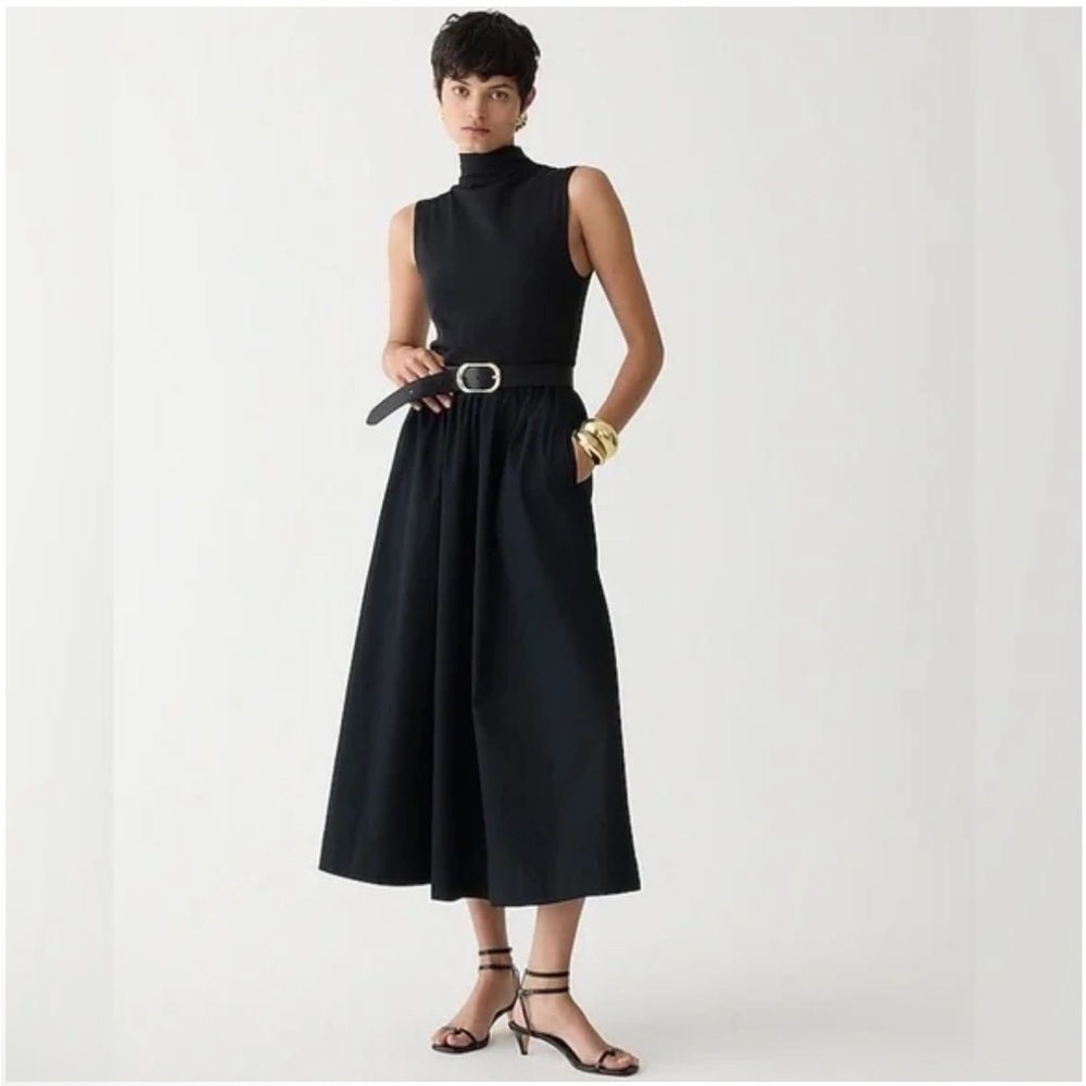 J. Crew Black Sleeveless Turtleneck Midi Dress